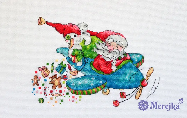 Merejka Christmas Flight borduurpakket 20x15 wit