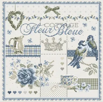 Madame la Fée Fleur Bleue 152 borduurpatroon bloemen 191x191
