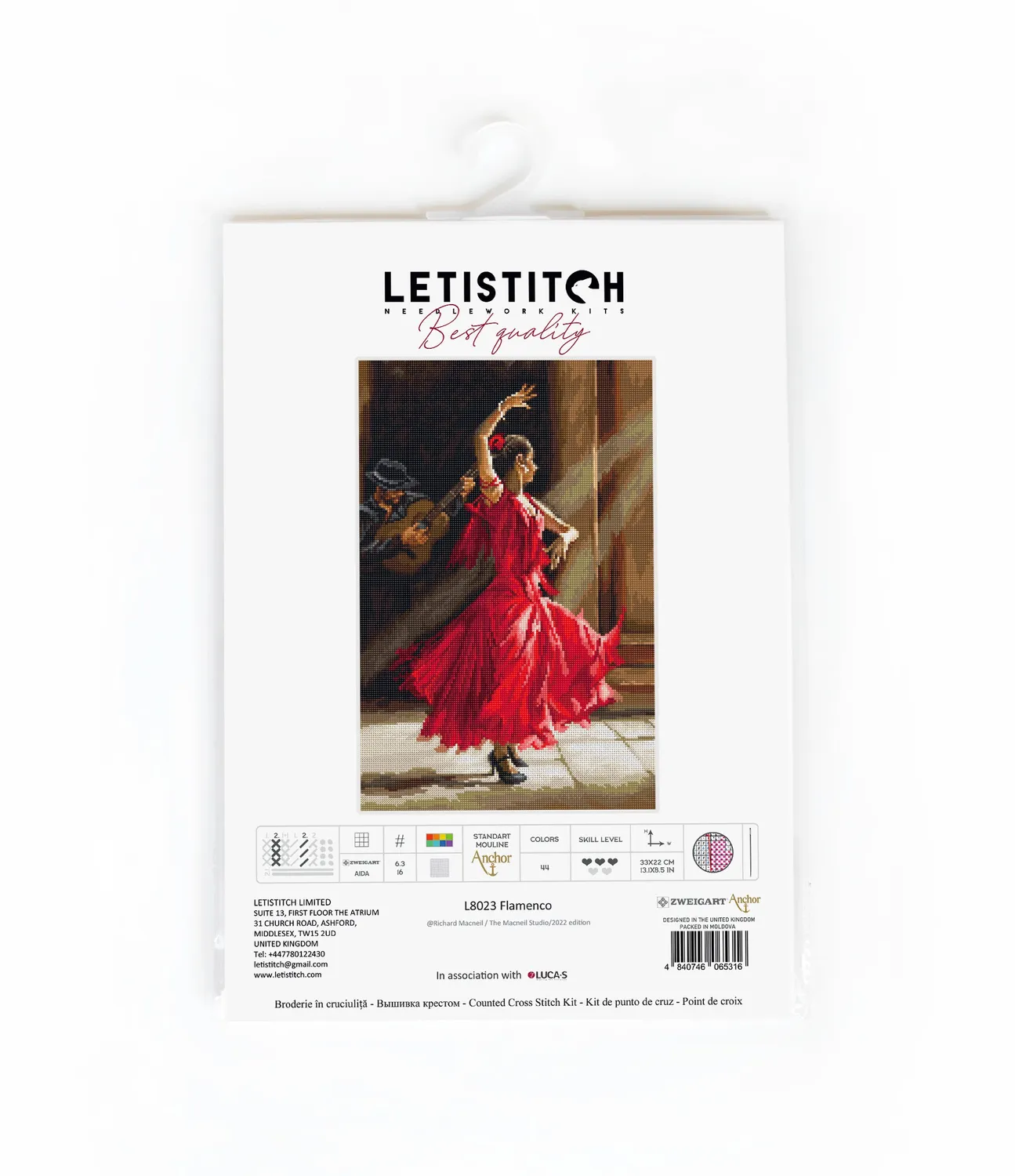 Leti Stitch L8023 Flamenco kruissteekpakket 33x22 cm