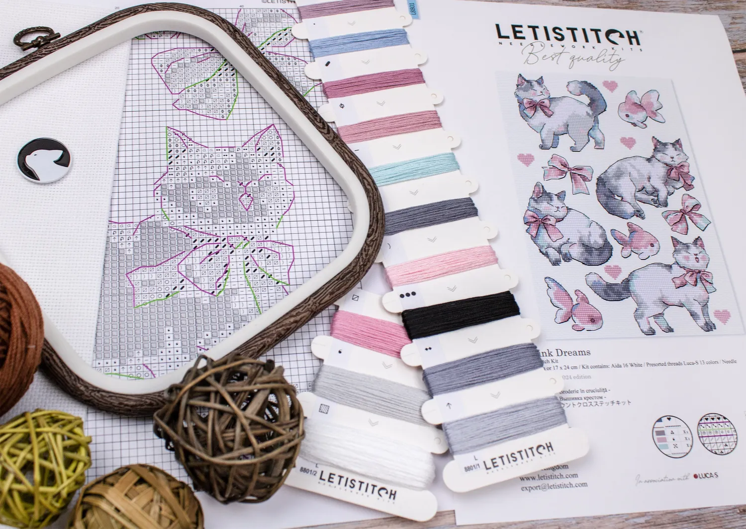 Leti Stitch L8801 Pink Dreams borduurpakket 17x24 cm