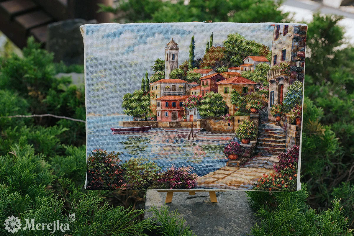 Merejka Coastal Gardens borduurpakket 31x40cm ecru