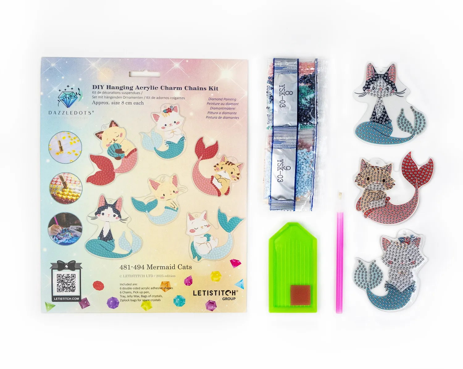 Leti Stitch Dazzle Dots 481-494 Mermaid Cats hangers set van 6