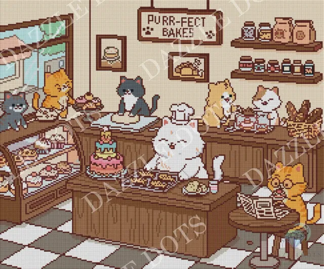 Dazzle Dots LDS-7067 Cozy Cat Café diamond painting 60x50 cm katten