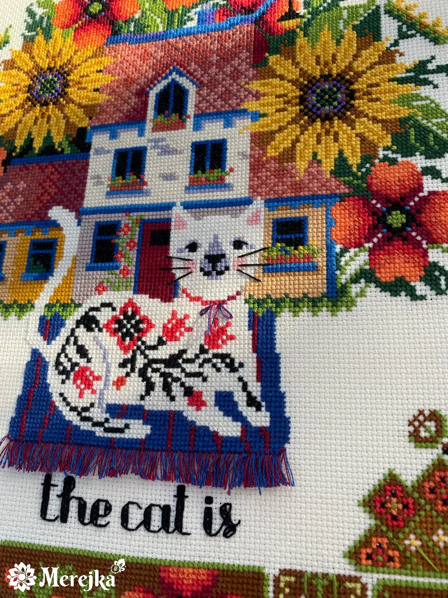 Merejka Home Is Where The Cat Is borduurpakket 27x43
