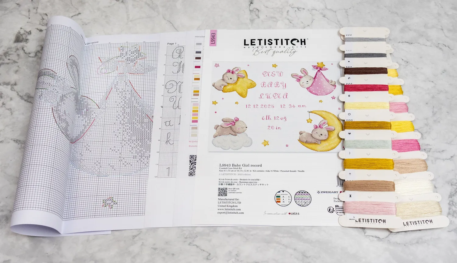 Leti Stitch L9943 Baby Girl borduurpakket 41x33 cm