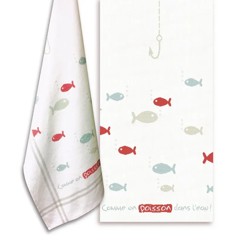 LiliPoints Poisson A017 borduurpatroon theedoek vis
