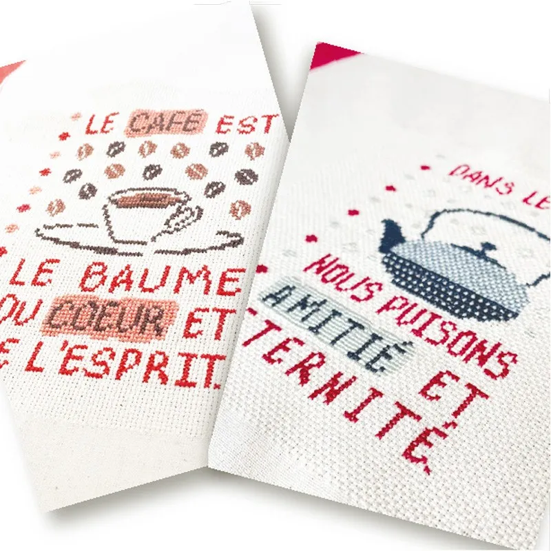 LiliPoints Tea and Coffee borduurpatroon theedoek
