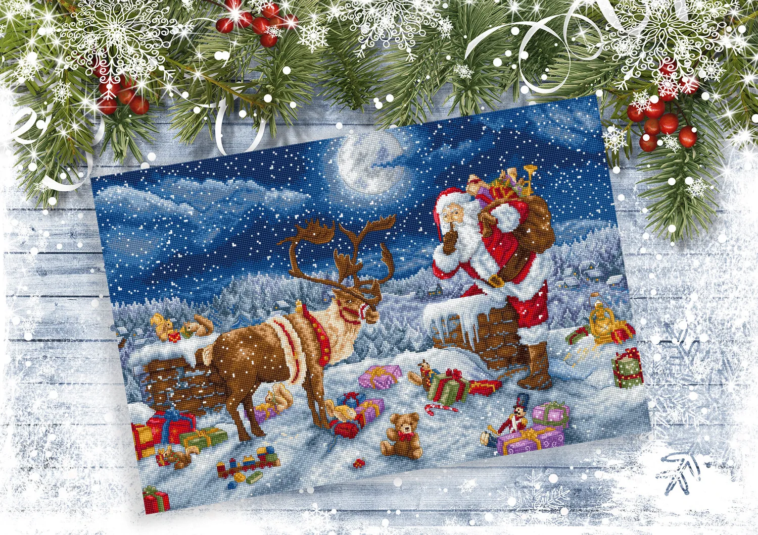 Leti Stitch L9958 Silent Night Gift borduurpakket 43x29cm 60 kleuren