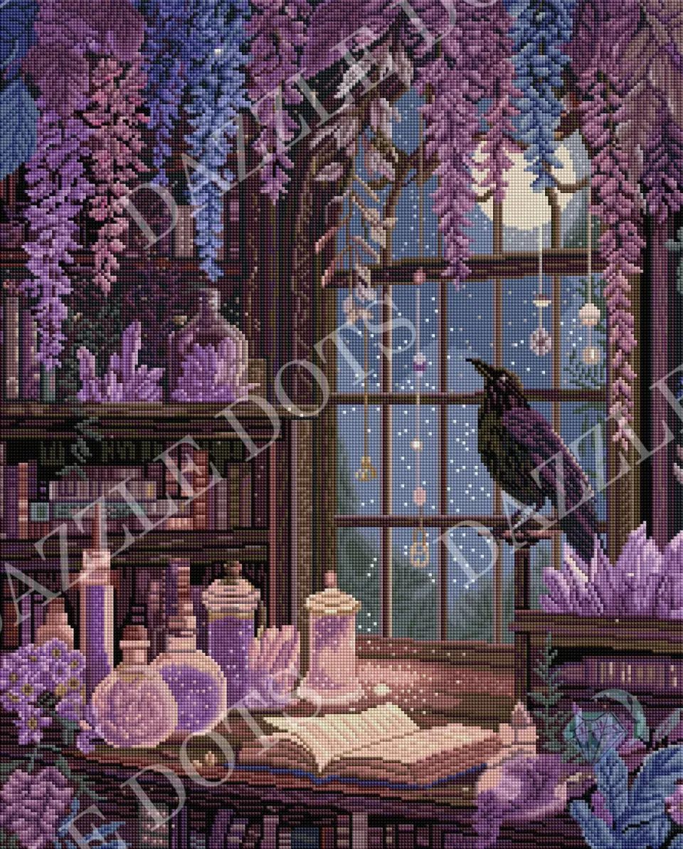 Leti Stitch LDS-7050 Raven's Library diamond painting 55x68,5 cm
