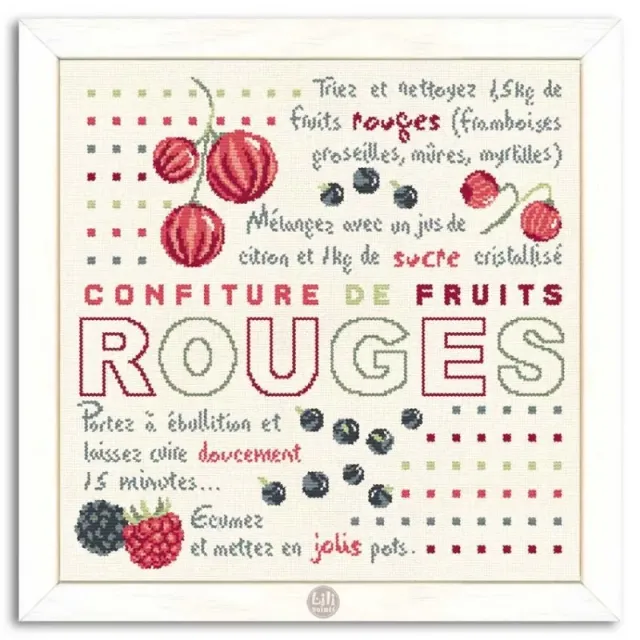LiliPoints Red Fruit Jam kruissteekpatroon theedoek