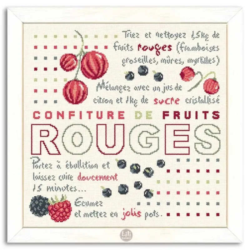 LiliPoints Red Fruit Jam kruissteekpatroon theedoek