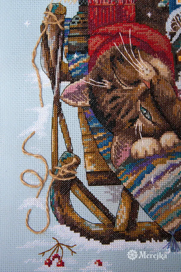 Merejka Cozy Winter borduurpakket 36x36cm ijsblauw