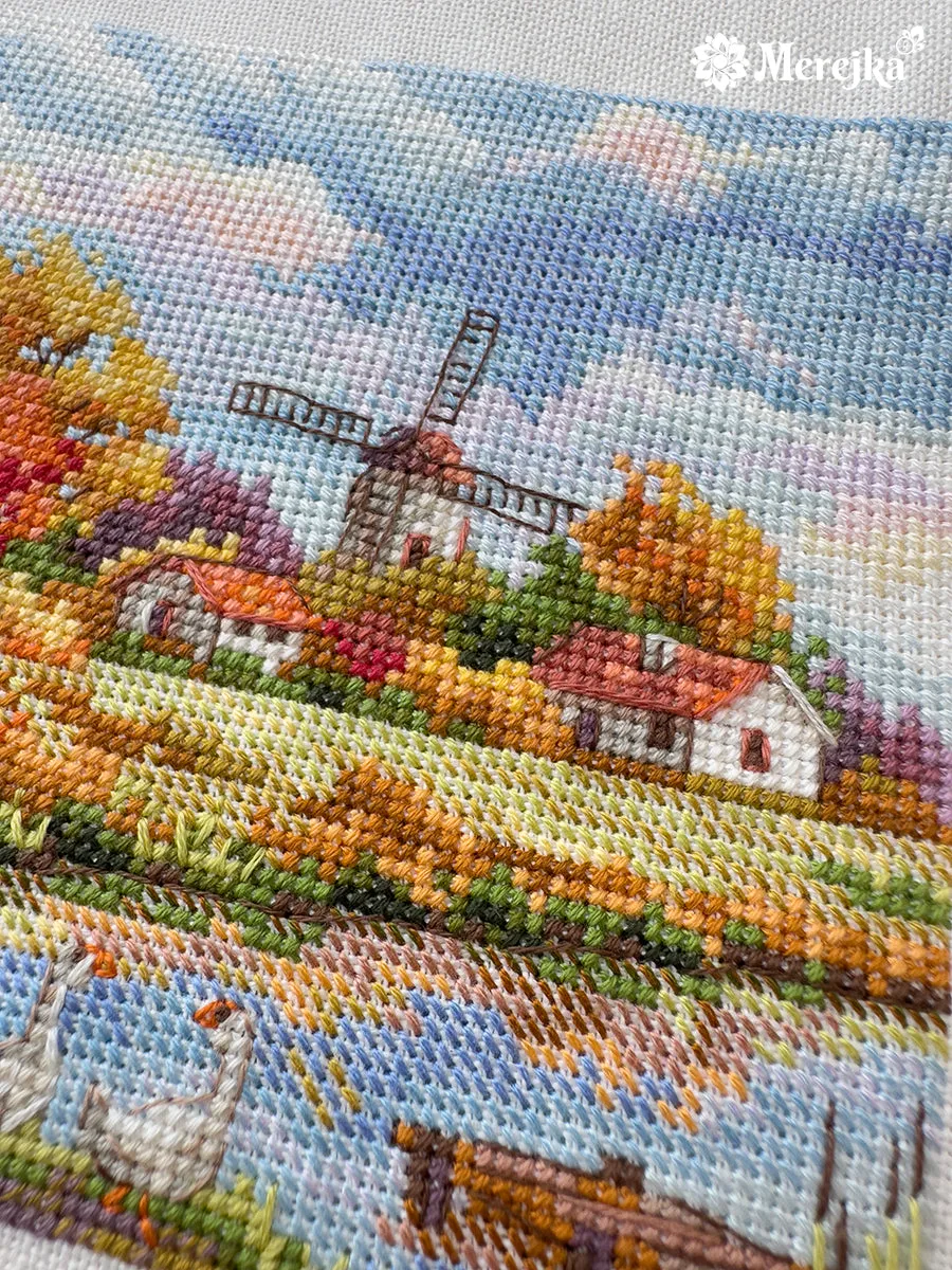 Merejka Autumn borduurpakket vogel 11,5 cm wit