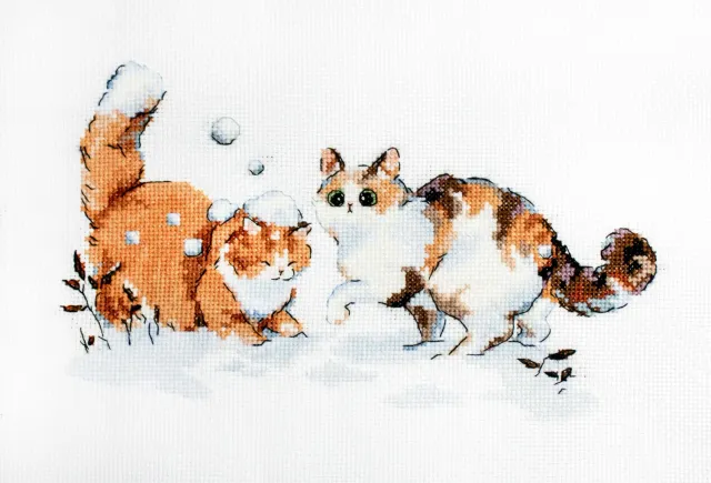Leti Stitch L8813 Winter Kitties borduurpakket 21x13 cm kerst