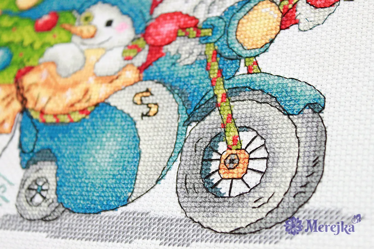 Merejka Christmas Racing borduurpakket kerst 20x15