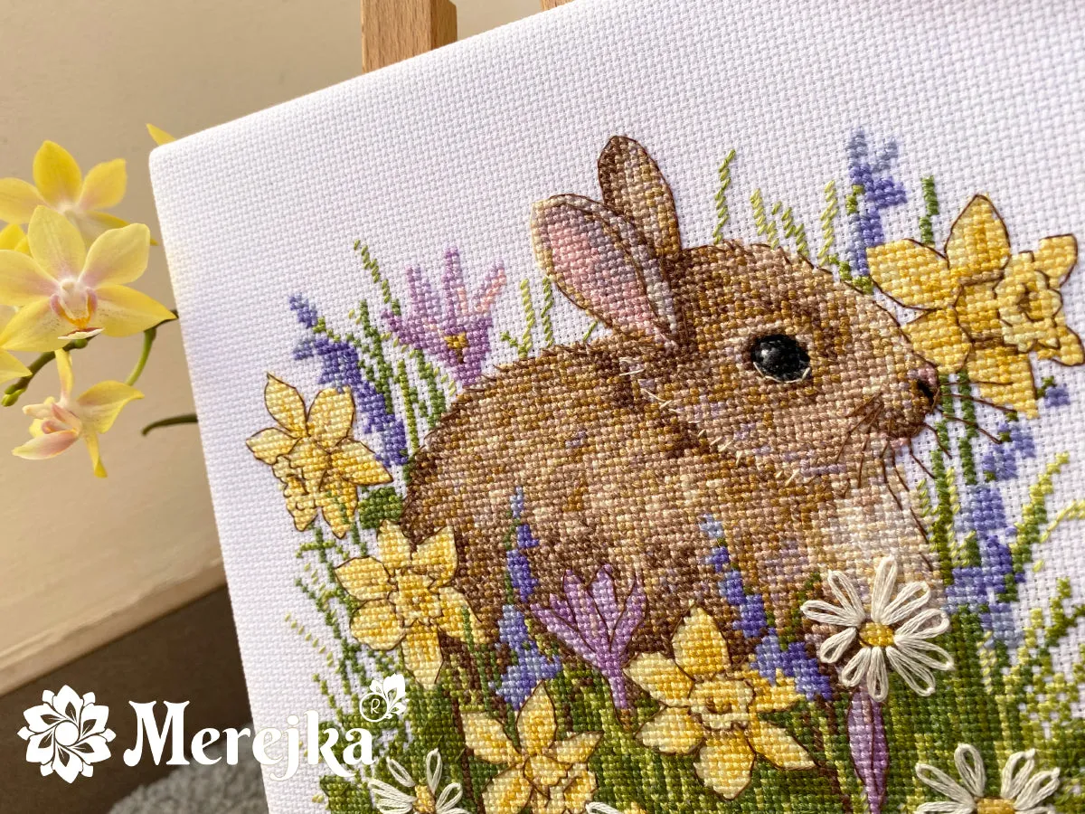 Merejka Little Rabbit borduurpakket 15x18 cm konijn