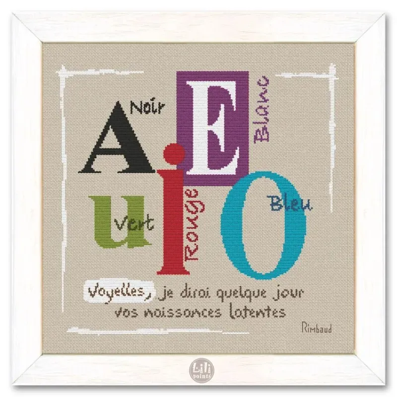 LiliPoints Vowels borduurpatroon kruissteek alfabet