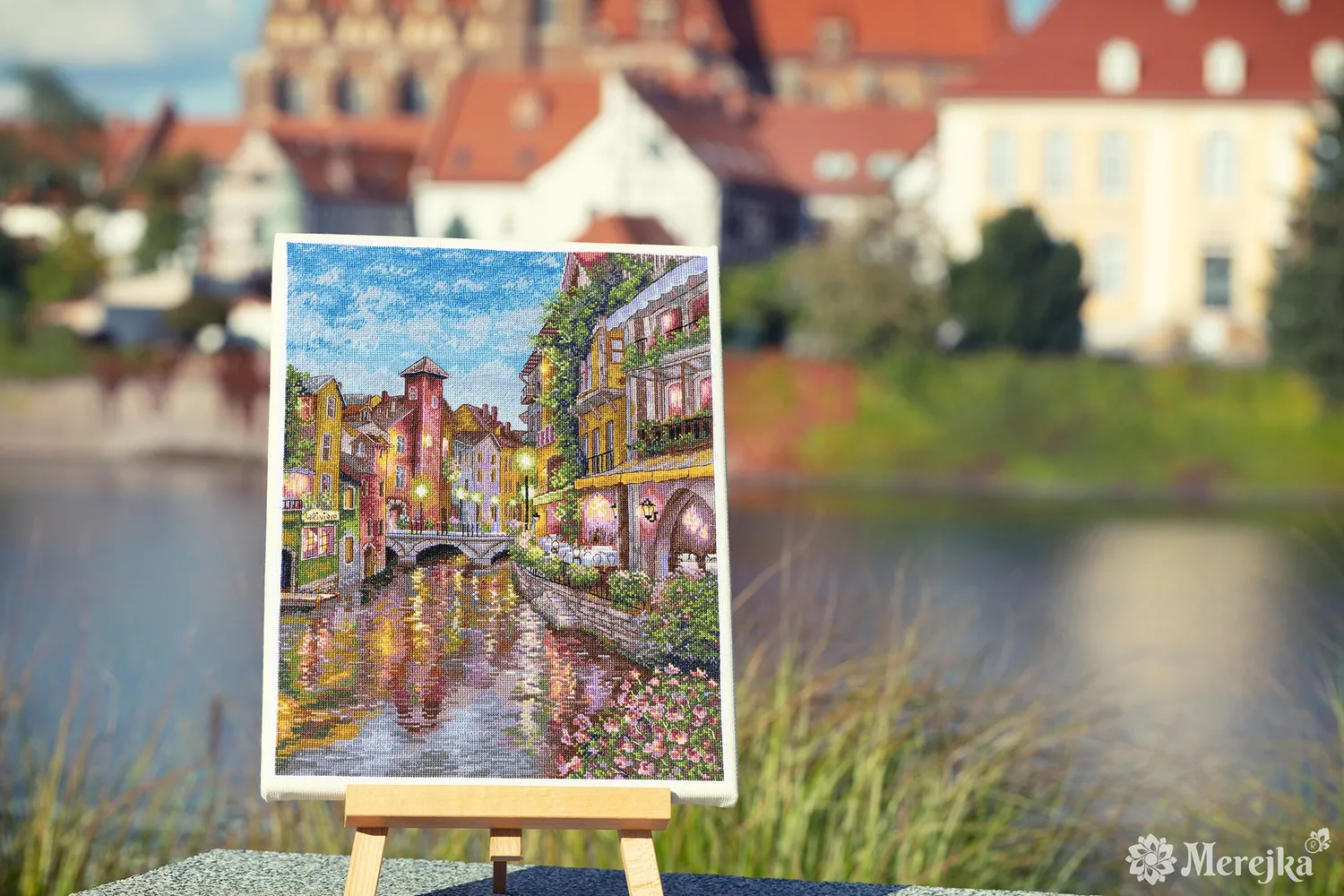Merejka La rivière borduurpakket 30x40 ecru