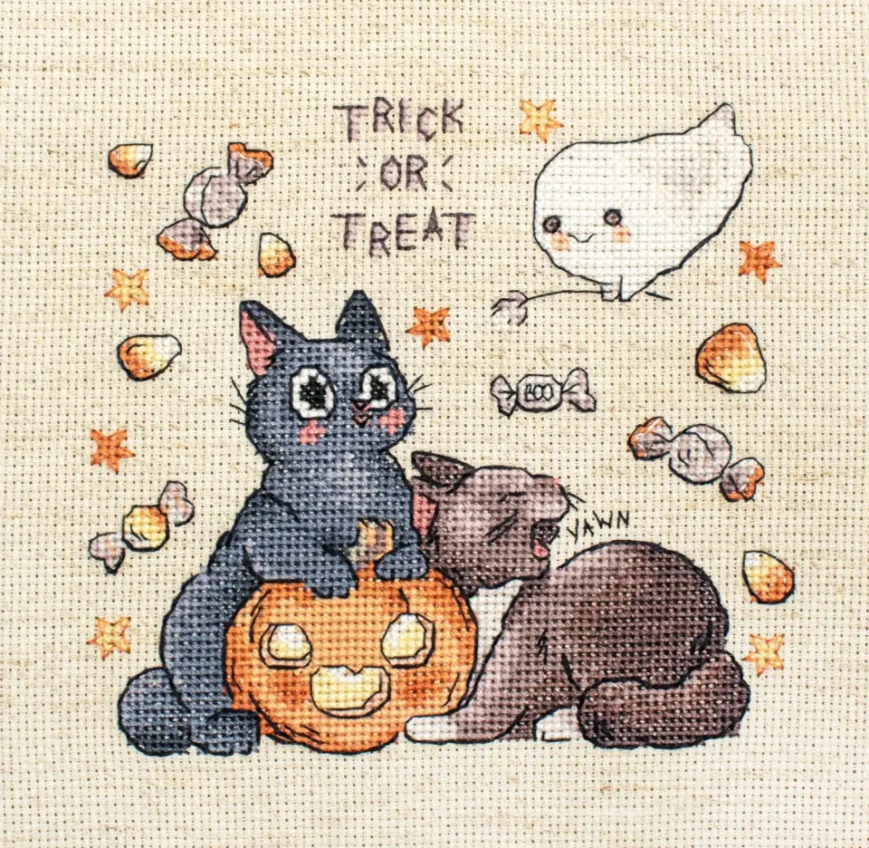Leti Stitch L8815 Trick Or Treat borduurpakket 14x13 cm Halloween