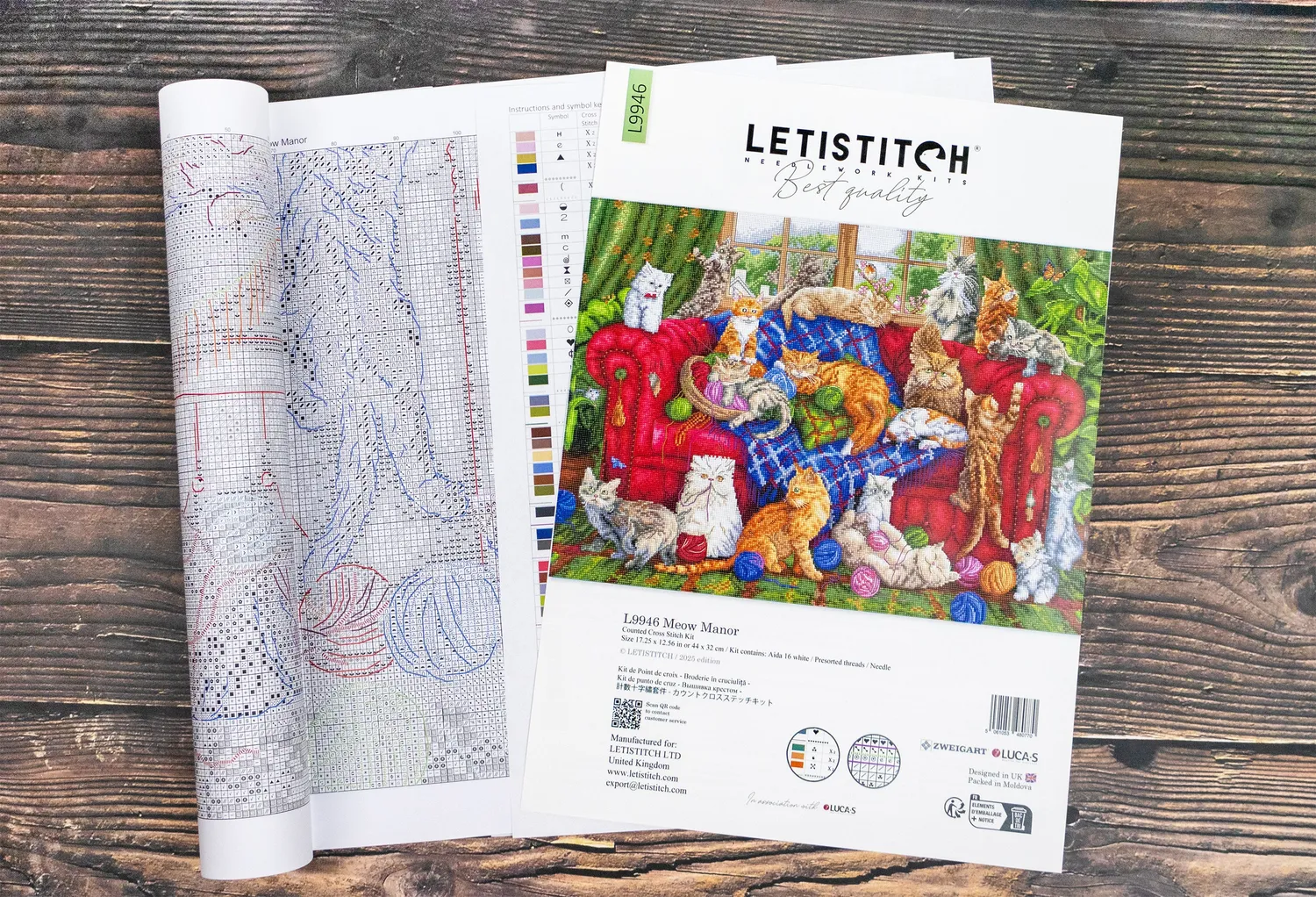 Leti Stitch L9946 Meow Manor borduurpakket 44x32 cm katten