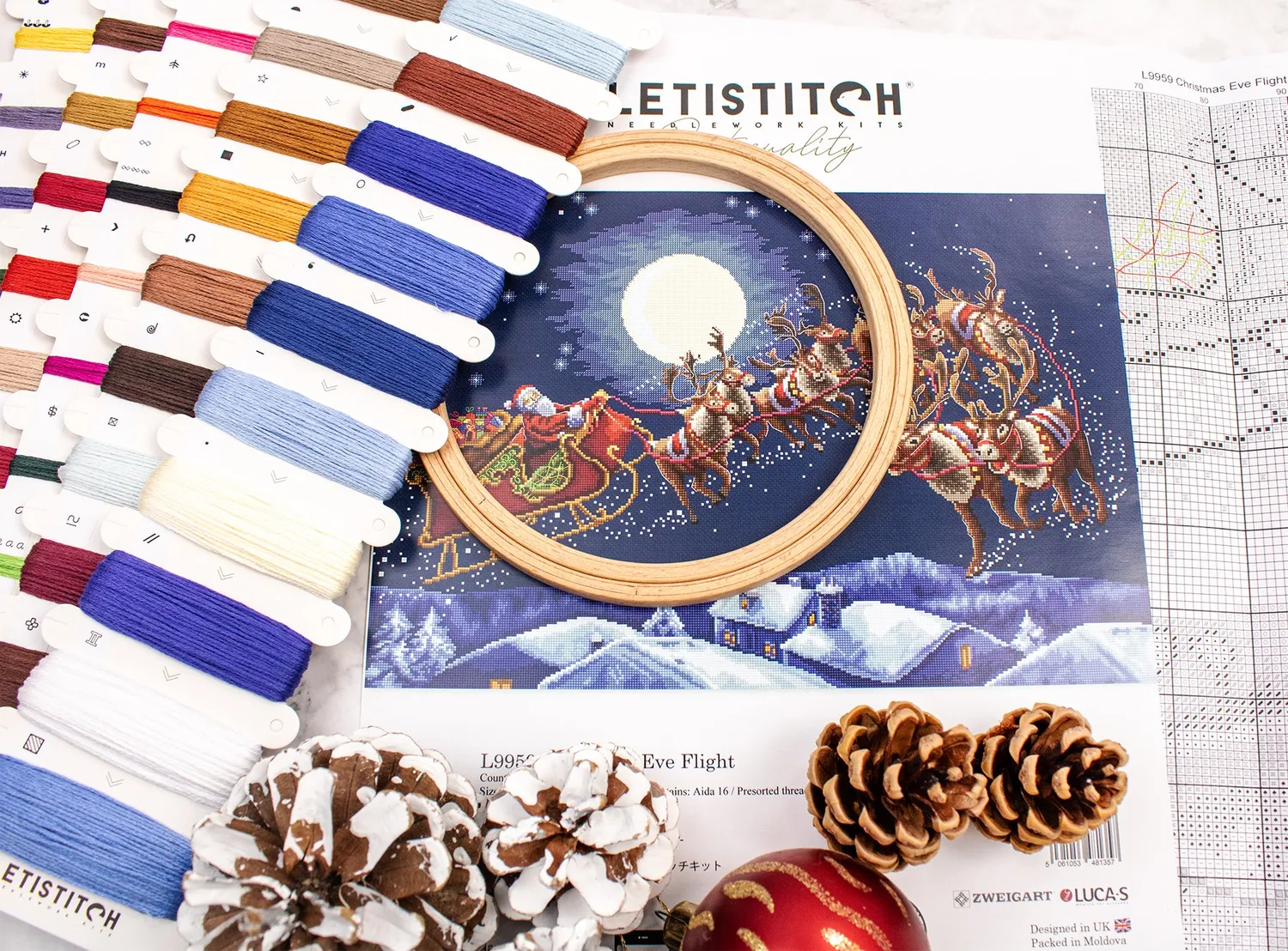 Leti Stitch L9959 Christmas Eve Flight borduurpakket Aida
