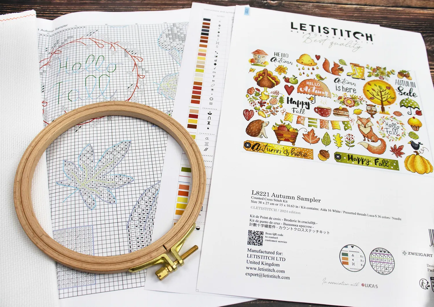 Leti Stitch L8221 Autumn Sampler borduurpakket 38x27 herfst