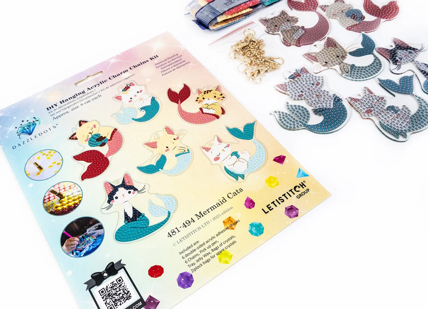 Leti Stitch Dazzle Dots 481-494 Mermaid Cats hangers set van 6