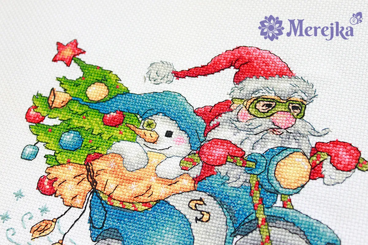 Merejka Christmas Racing borduurpakket kerst 20x15