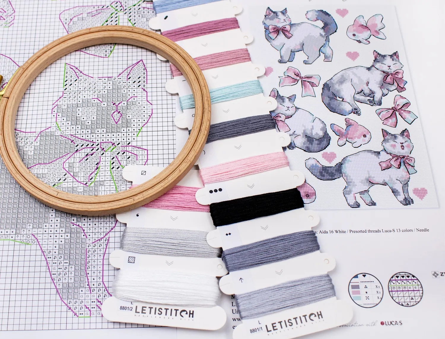 Leti Stitch L8801 Pink Dreams borduurpakket 17x24 cm