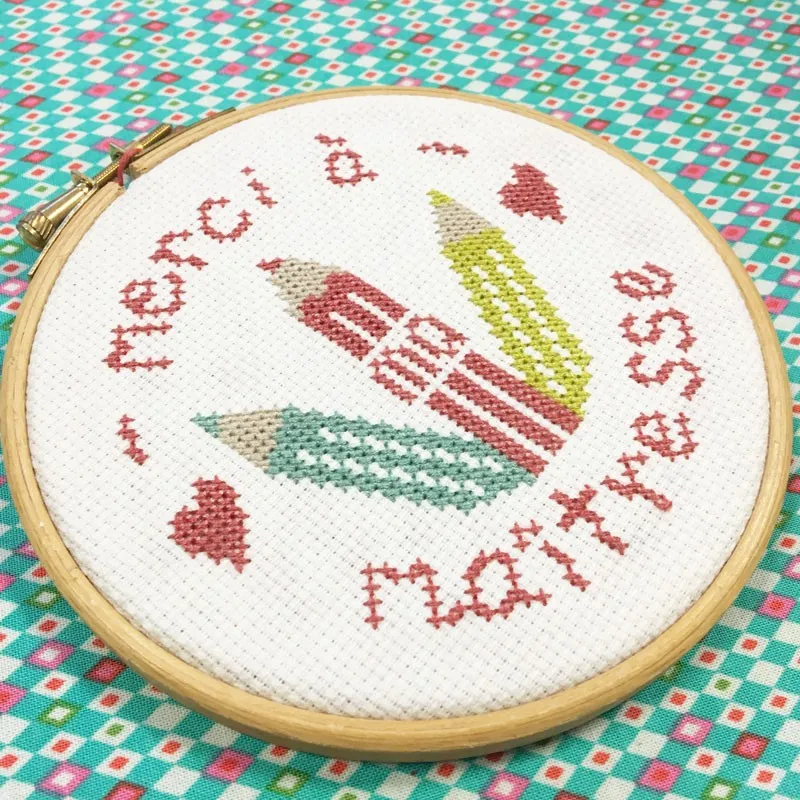 LiliPoints Merci Maîtresse mini borduurkit 11 cm