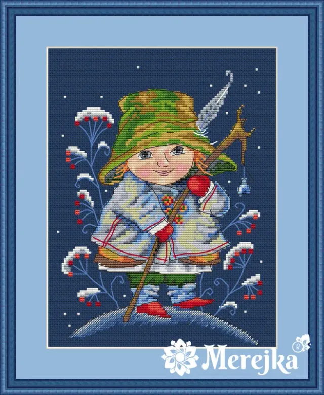 Merejka Christmas Bell borduurpakket 15x20 donkerblauw kerst