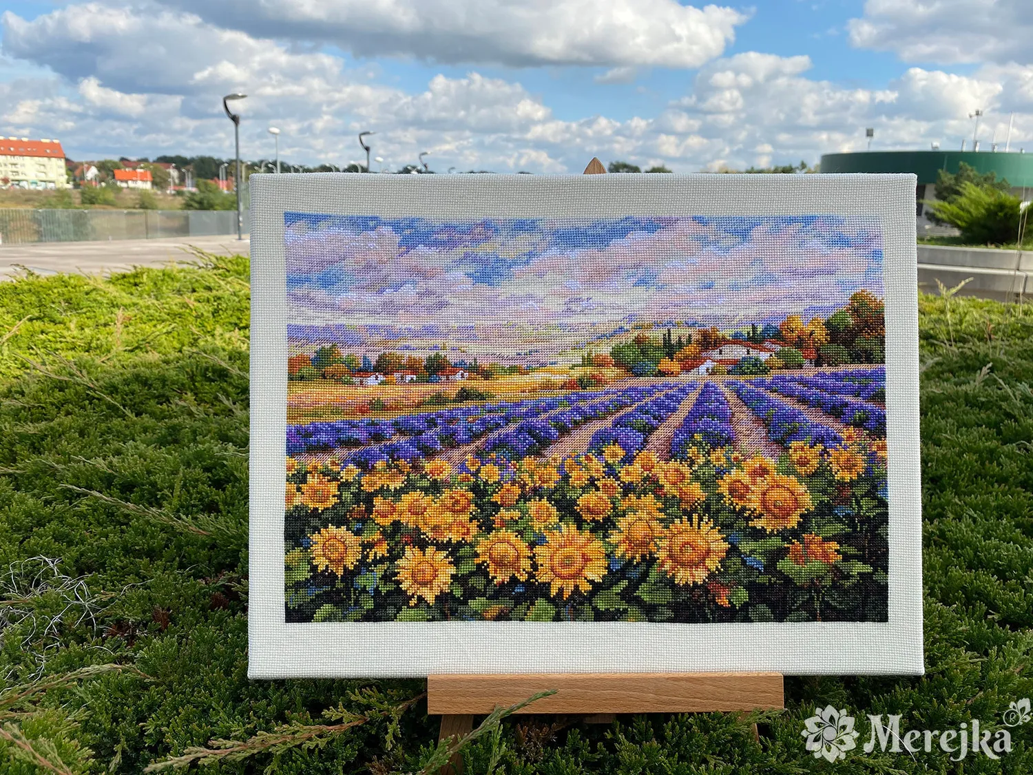 Merejka Fields of Lavender borduurpakket ecru 40 kleuren