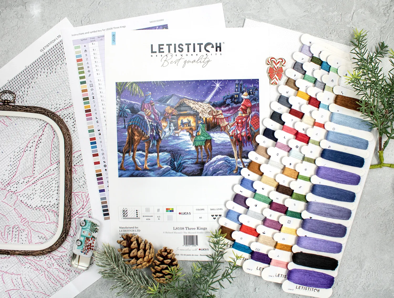 Leti Stitch L8108 Three Kings borduurpakket 41x27 cm kerst