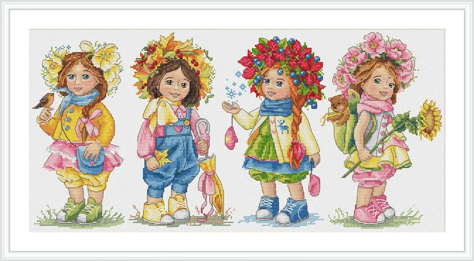 Merejka Sisters borduurpakket wit 47 x 23