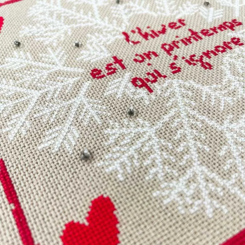 LiliPoints Sneeuwvlok Rood borduurpatroon met kralen