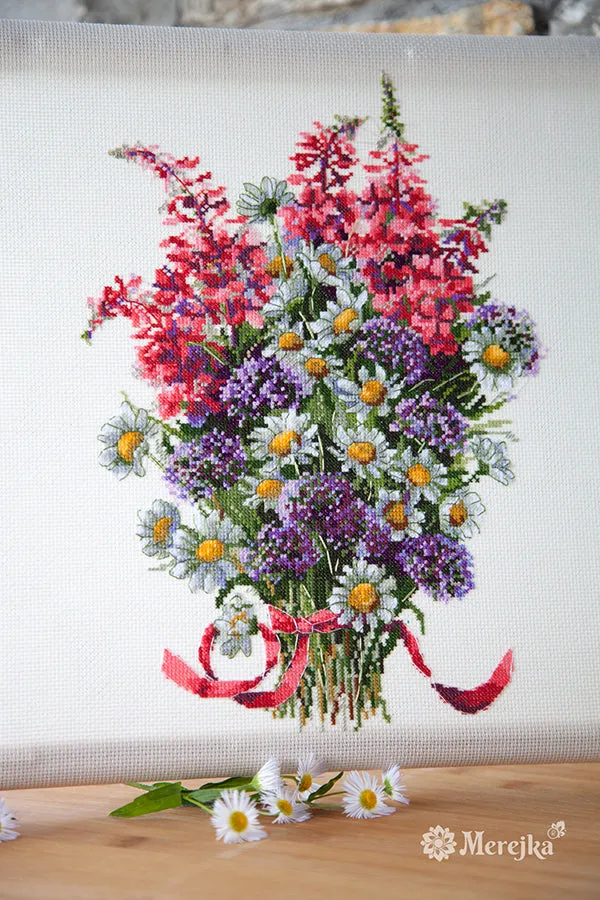 Merejka The Field Bouquet borduurpakket 28x20 cm cappuccino