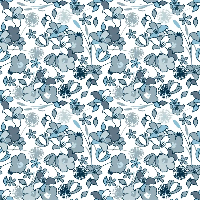 SEG Collection Privée Floral Bleu Azur stof 3 stuks