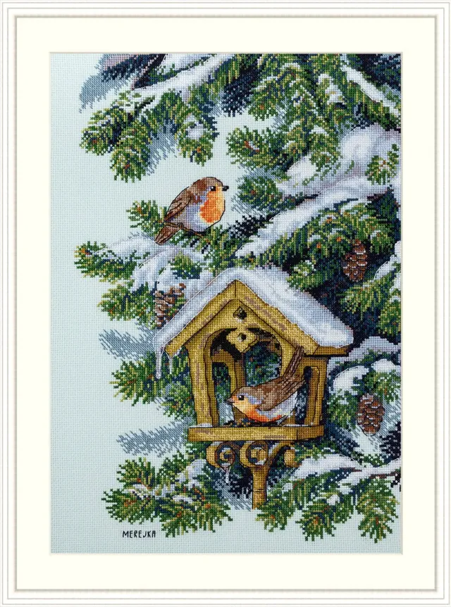 Merejka Robins borduurpakket 25x36 vogels
