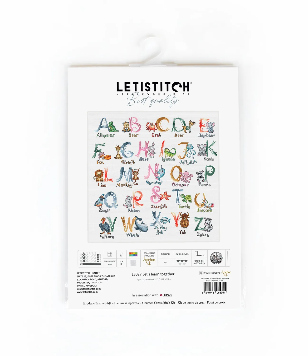 Leti Stitch L8027 Let's learn together borduurpakket 43x41 cm