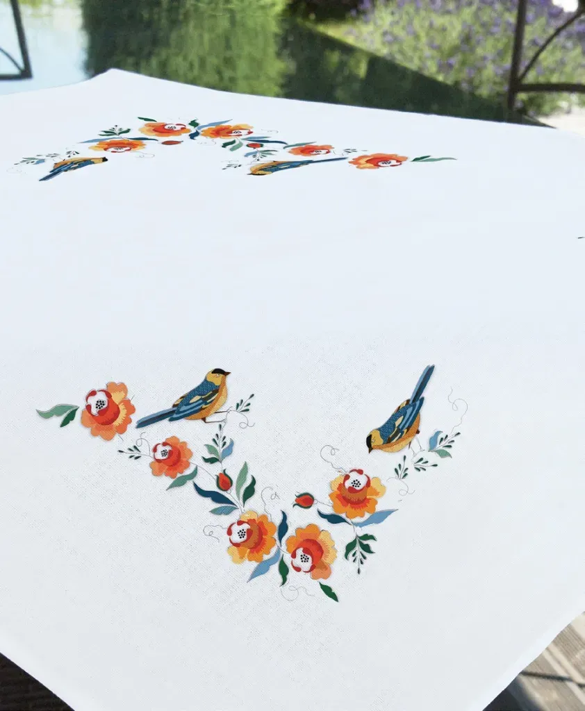 SEG Oiseaux d'Automne tafelkleed borduurpakket herfstvogels
