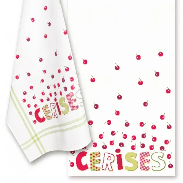 LiliPoints Cherries borduurpatroon kersen theedoek