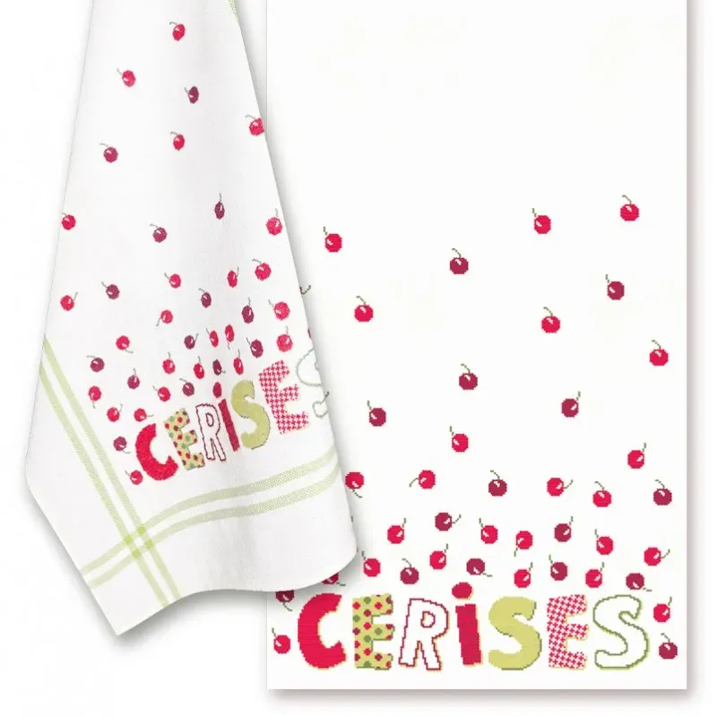 LiliPoints Cherries borduurpatroon kersen theedoek