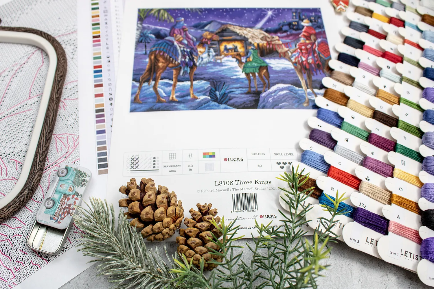 Leti Stitch L8108 Three Kings borduurpakket 41x27 cm kerst