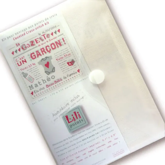 LiliPoints Baby Boy Gazette borduurpakket kruissteek 21x22