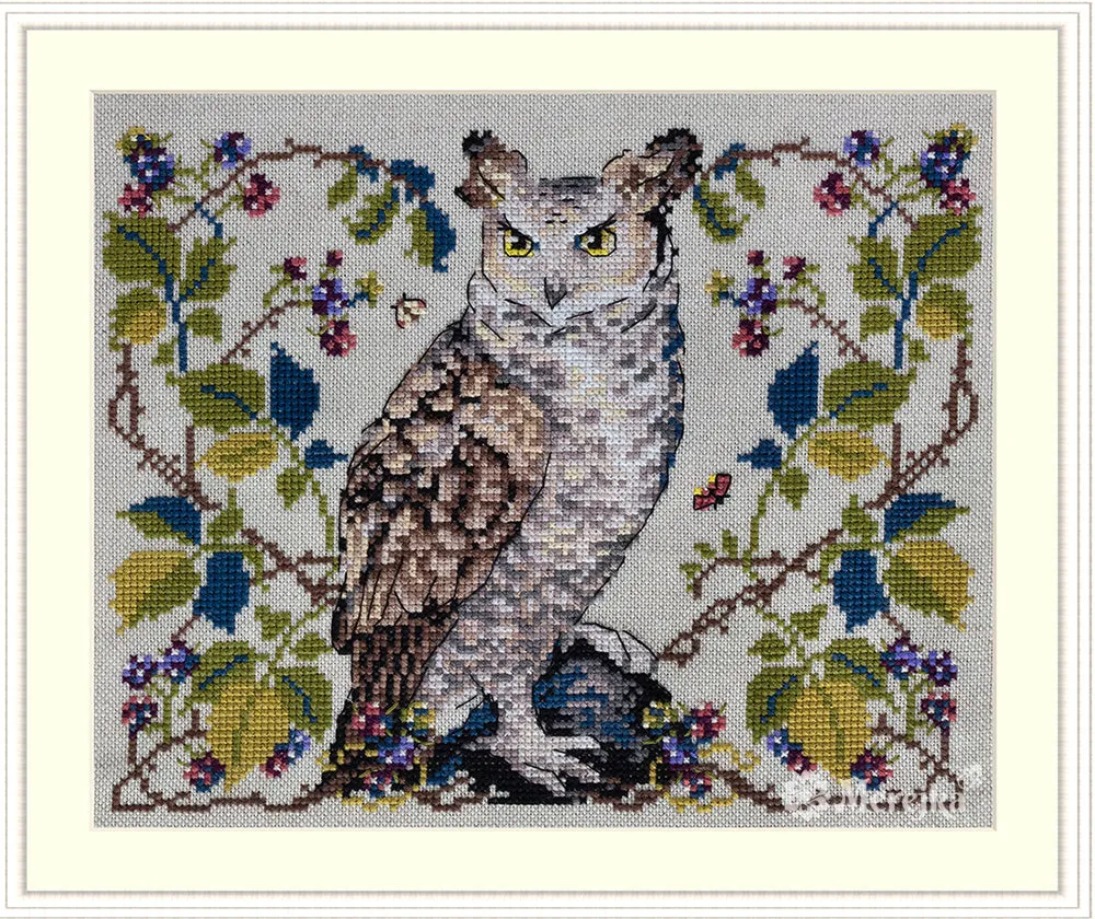 Merejka The Owl borduurpakket 20x16 cm 20 kleuren
