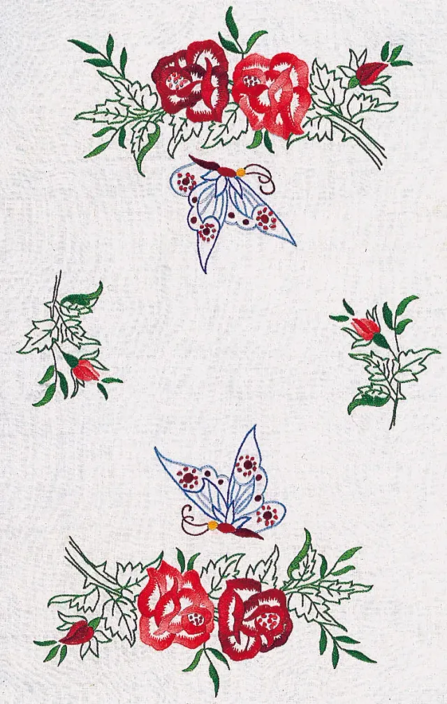 SEG Margot Broderie Fleurs Papillons Rouges borduurkleedje rood