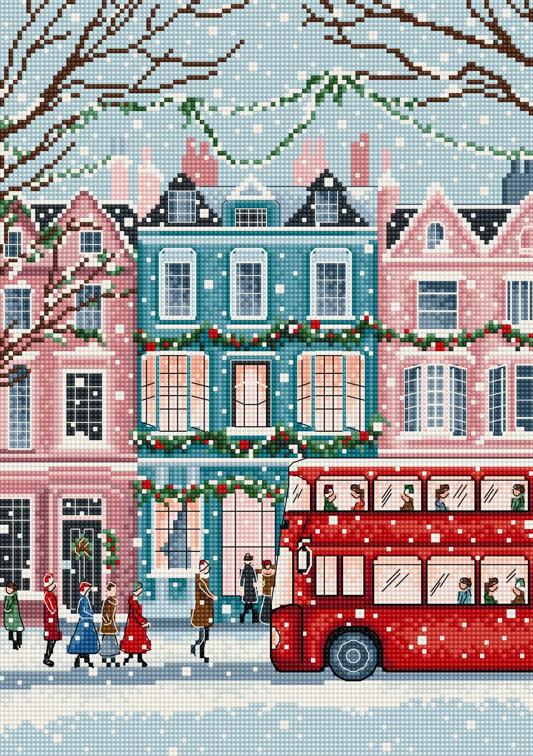 Leti Stitch L9919 London Snowfall borduurpakket kerst