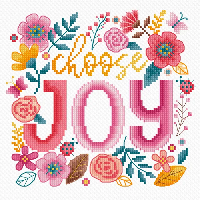 Leti Stitch L9913 Choose Joy borduurpakket 15x14 cm bloemen