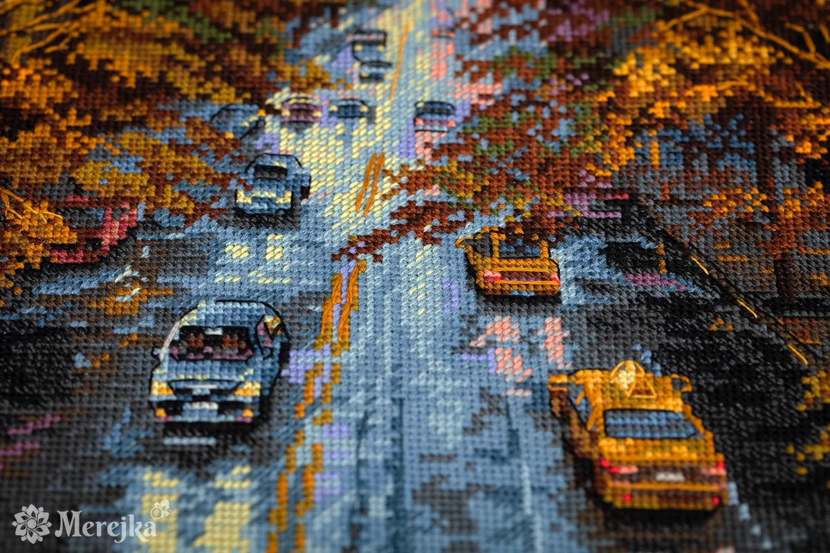 Merejka Autumn Aura borduurpakket 31x40 cm blauwgrijs