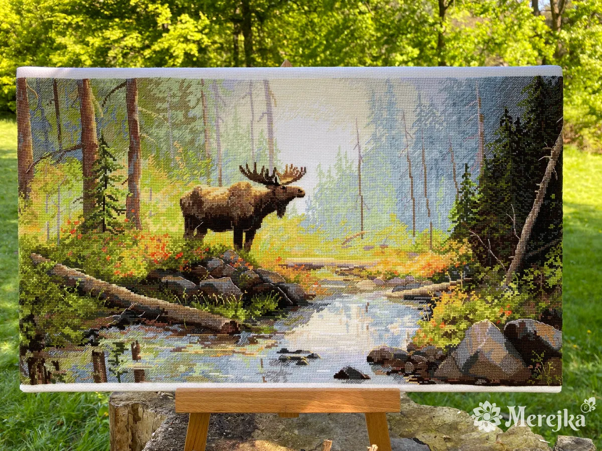 Merejka Woodland Morning borduurpakket 29x52cm wit